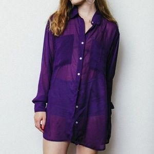 **SOLD** AA Purple Sheer Oversize Button Down